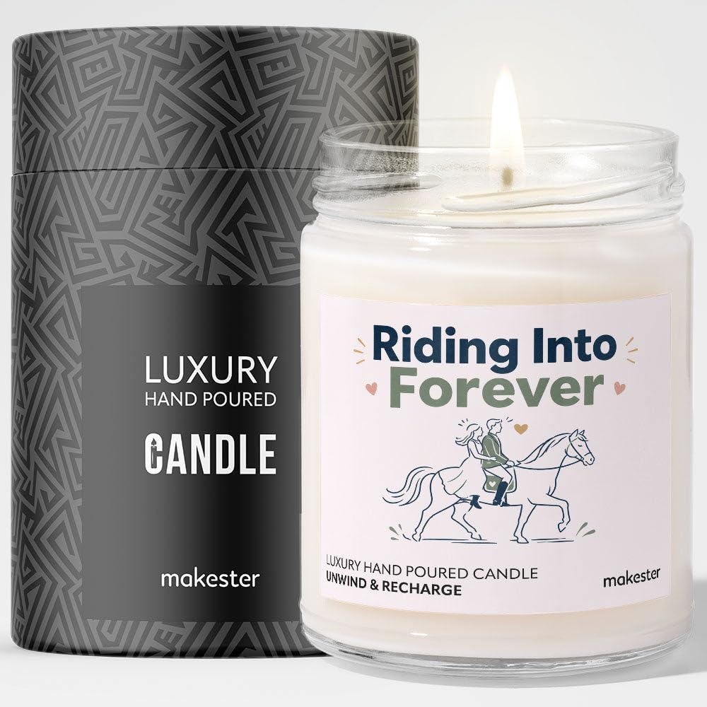 Wedding Gift for Horse Lovers - Luxury Soy Wax Candle - Vanilla, Jasmine, Sugared Almond - Makester — image 1