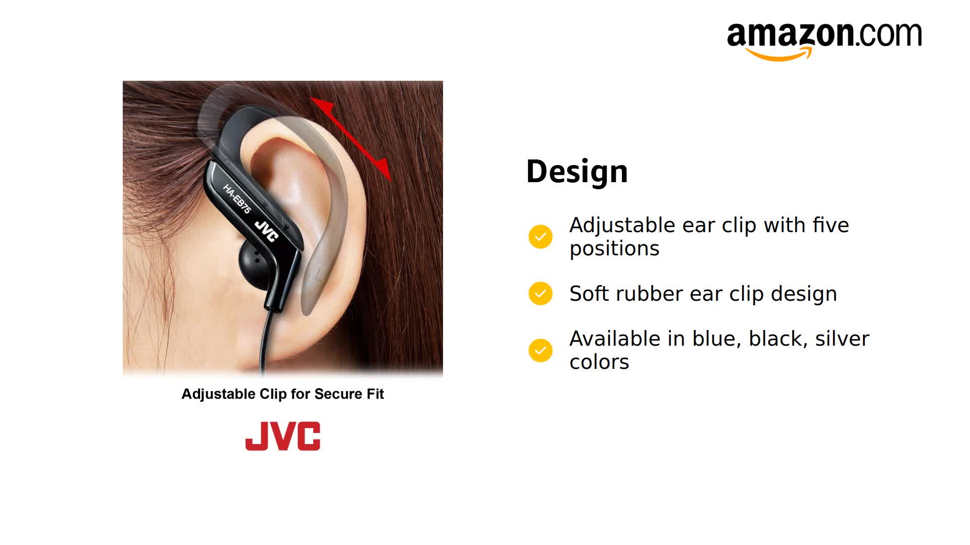 Amazon.com: JVC HAEB75B Sports Clip Headphone (Black) : Electronics