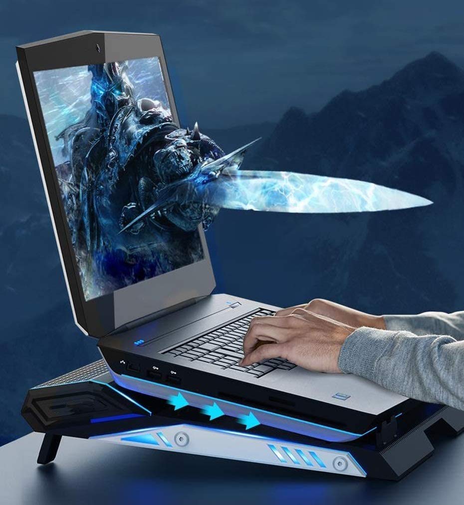 Laptop Cooling Pad Gaming Notebook Cooler for Up to 17.3 inch Laptop 2 Fans with Blue Light 2 USB Port And Colorful LED Light Laptop Cooling Fan Stand