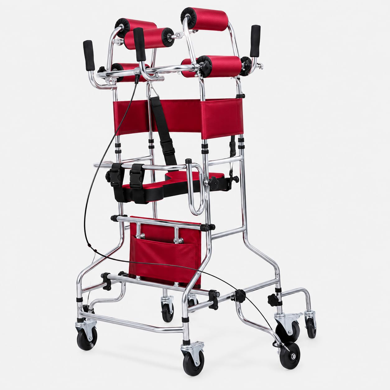 Andador plegable para niños para parálisis cerebral, marco ajustable de 6 ruedas | Ruedas de goma bloqueables, 10 niveles de altura, 5 ajustes de ancho y capacidad de 80 kg para soporte de pie y caminar.