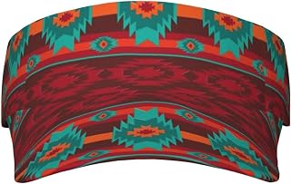 XIXIAN Ethnic Geometric Pattern Printed Adult Sunscreen Visor Cap Lightweight and Breathable Adult Sun Visor Empty top hat Versatile Outdoor hat Black