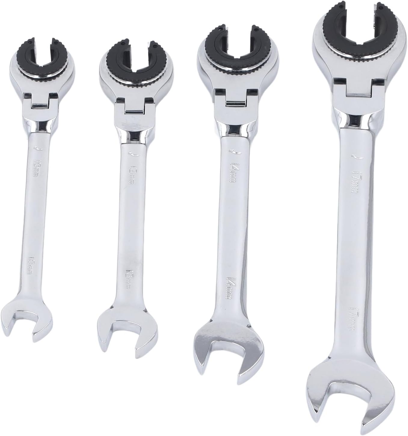 SEAFRONT Line Wrench Set Flare Nut Wrench Set Open End Ratcheting Tubing 72 Teeth Adjustable Angle 10mm 12mm 14mm 17mm Flexible for Fuel Brake or AC Line Nut