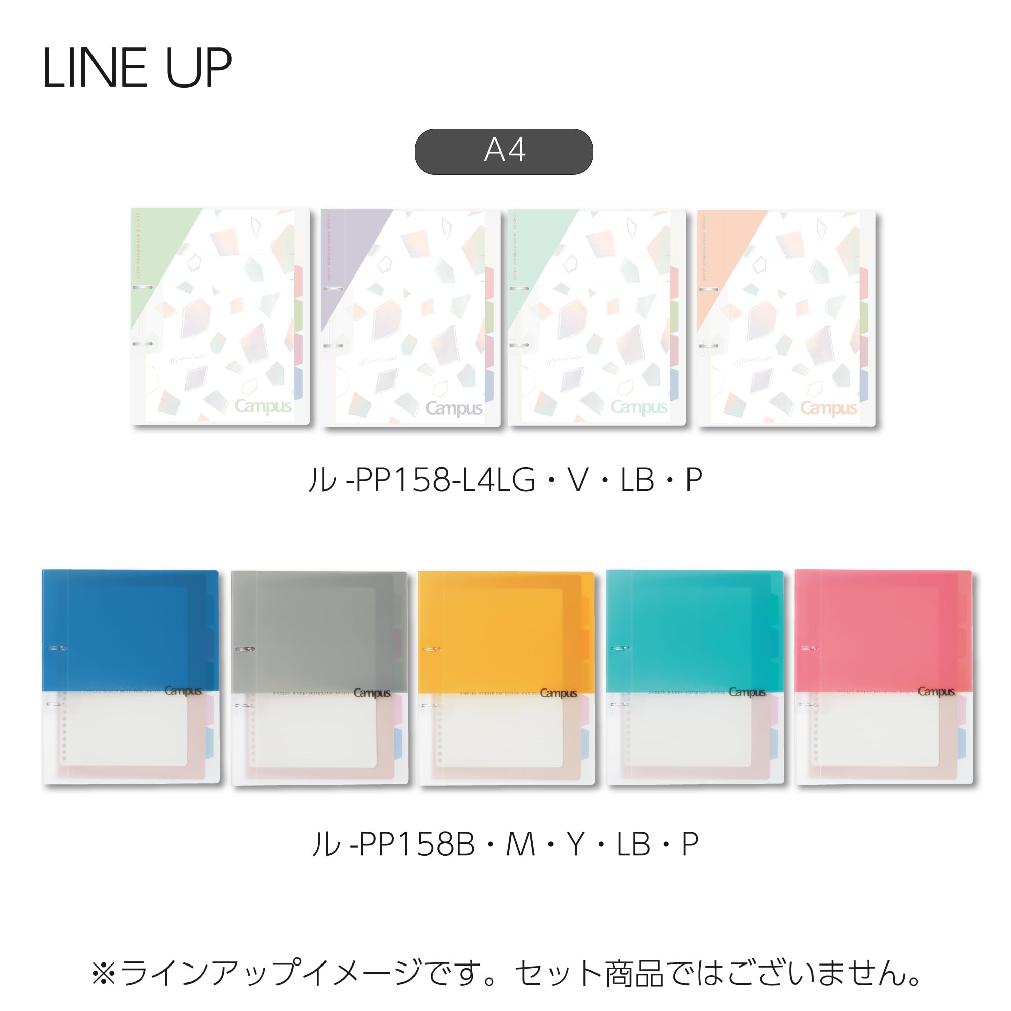 Kokuyo Campus Le-PP158-L4P Carnet rechargeable A4 fin à 2 anneaux avec 5 intercalaires, capacité 100 feuilles, convient pour feuilles de papier volantes à 30 trous, couleur minérale rose abricot