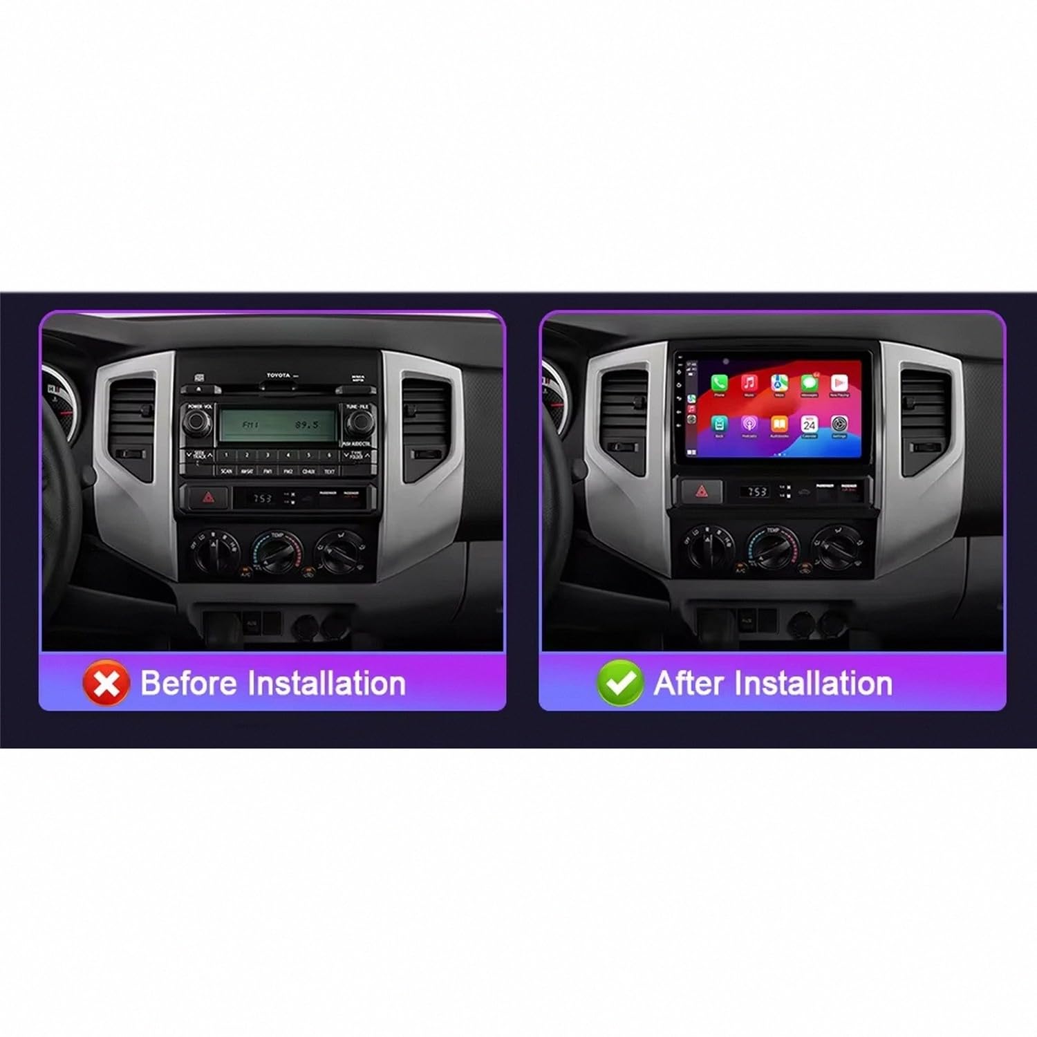 Car Stereo Carplay Radio de Coche para Toyota Tacoma 2005-2013 Soporta Bluetooth, Control Volante, USB, WiFi, 4G, Mirror-Link, GPS Navegador/Radio FM, 8 Nuclear 6G+128G