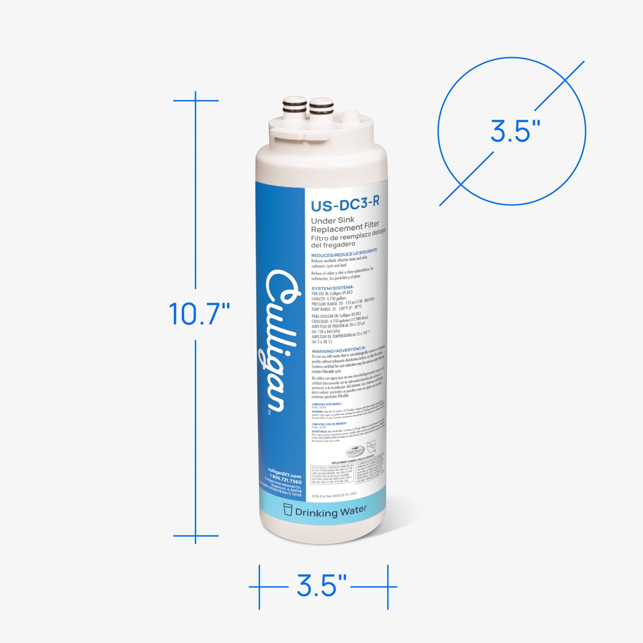 Culligan DC3-R Water Filter - Lead & Chlorine Reduction -2 Culligan DC3-R Water Filter - Lead & Chlorine Reduction -2