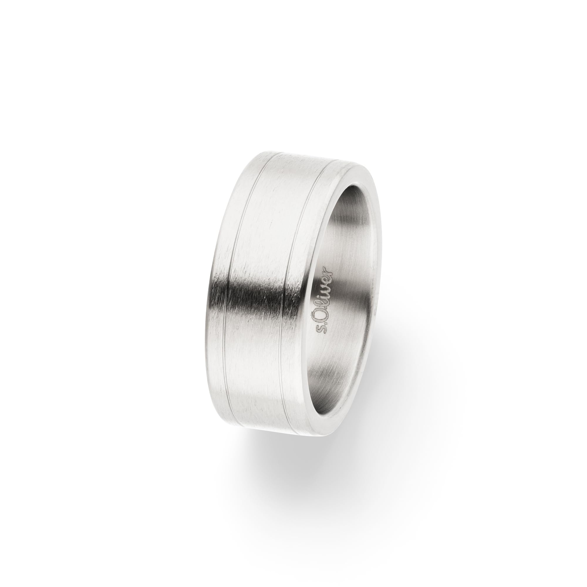 s.Oliver Ring for Men Silver Size 62 Brushed Stainless Steel Waterproof and Skin-Friendly