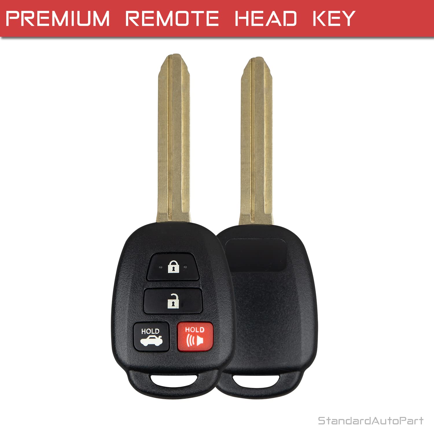 StandardAutoPart Telecomando di ricambio a 4 pulsanti compatibile con Toyota Corolla HYQ12BEL H Chip 89070-02880 (solo veicoli canadesi), unità completa, nero