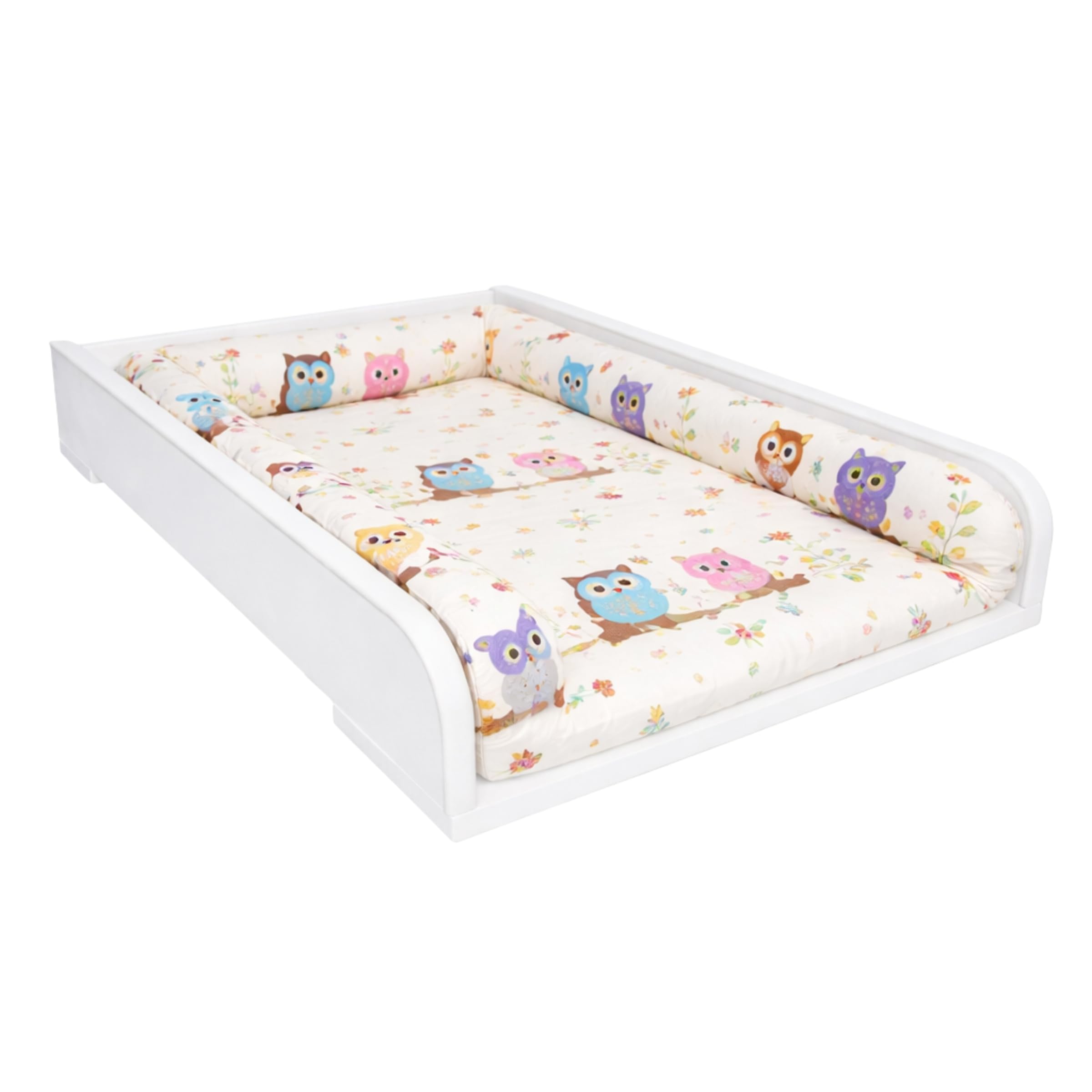 Plan à langer, Côtés arrondis, 53,2 x 70 cm, Blanc | Réglable extensible 34–50 cm, Table à langer bébé, Bords surélevés