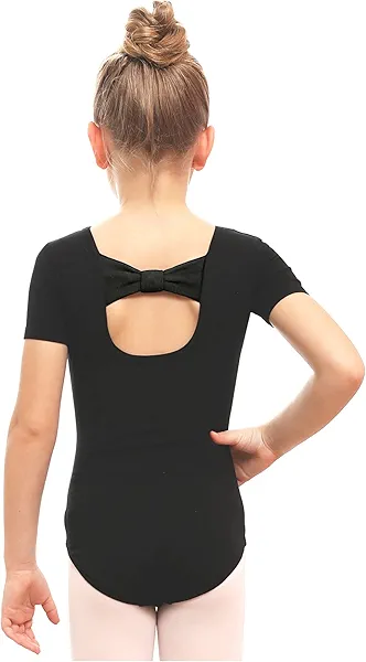 Stelle Leotard for Girls Black Ballet Dance Leotard Gymnastics Outfits with Bow Back (Toddler/Little/Big Kids)