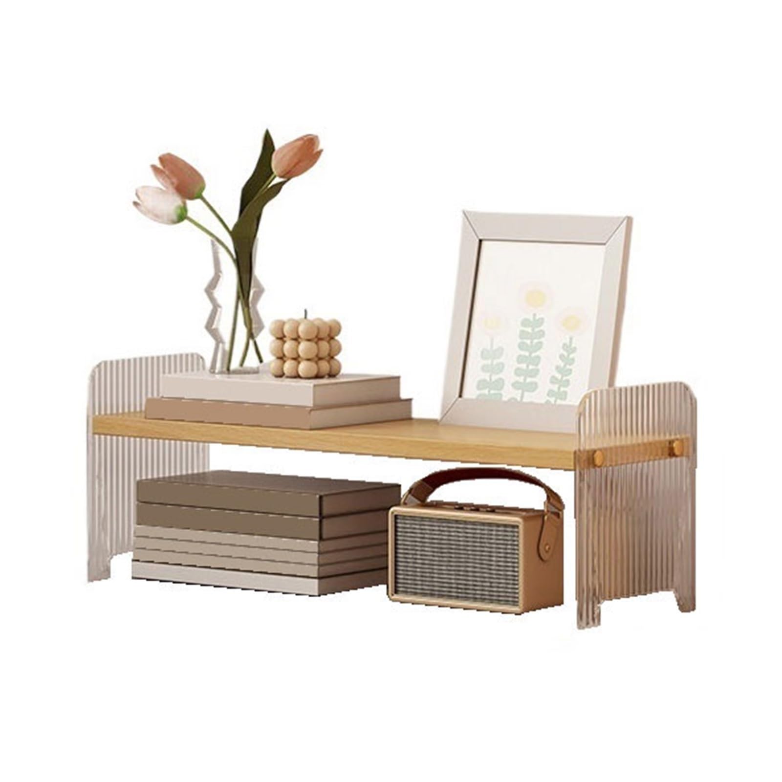 Lizhuzhuzs28 Bookcase Shelf Simple Desktop Small Bookshelf Office with Acrylic Side Panels Home Storage Rack Bookshelf Display