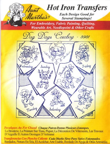Aunt Martha's Dog Days Cowboy Embroidery Transfer