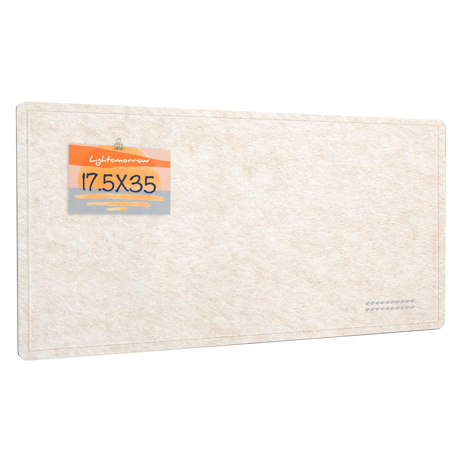 lightomorrow bulletin board, 35 x 17 1/2 inches felt board - decorative pin board, cork board alternative for wall, foldable self-adhesive vision board prayer board with 20 pushpins - oatmeal