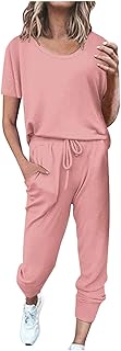 2025 Leisure Pure Suit Sleeve 2Pc Short Sets Damen Home Color Pocket Joghose Damen Trajes & Sets Festliche Kleidung Hochzeitsinvitado