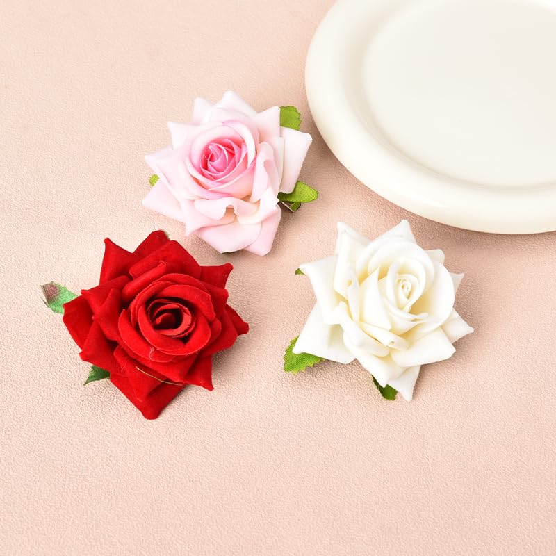 Miniatura 5 de Pinzas para el pelo de rosas para mujer, color rojo, rosa, blanco, rosa, rosa, rosa, rosa, blanco, pasadores para el cabello, horquillas florales,