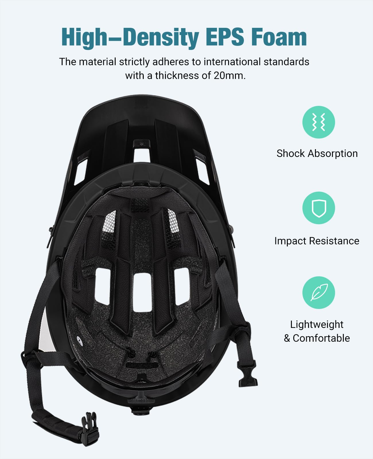 Favoto Casco da Bicicletta Mountain con Visiera - Tecnologia Double Inmould Caschi MTB Ciclismo Leggero per Adulti Certificato CE L 57-61cm Regolabile