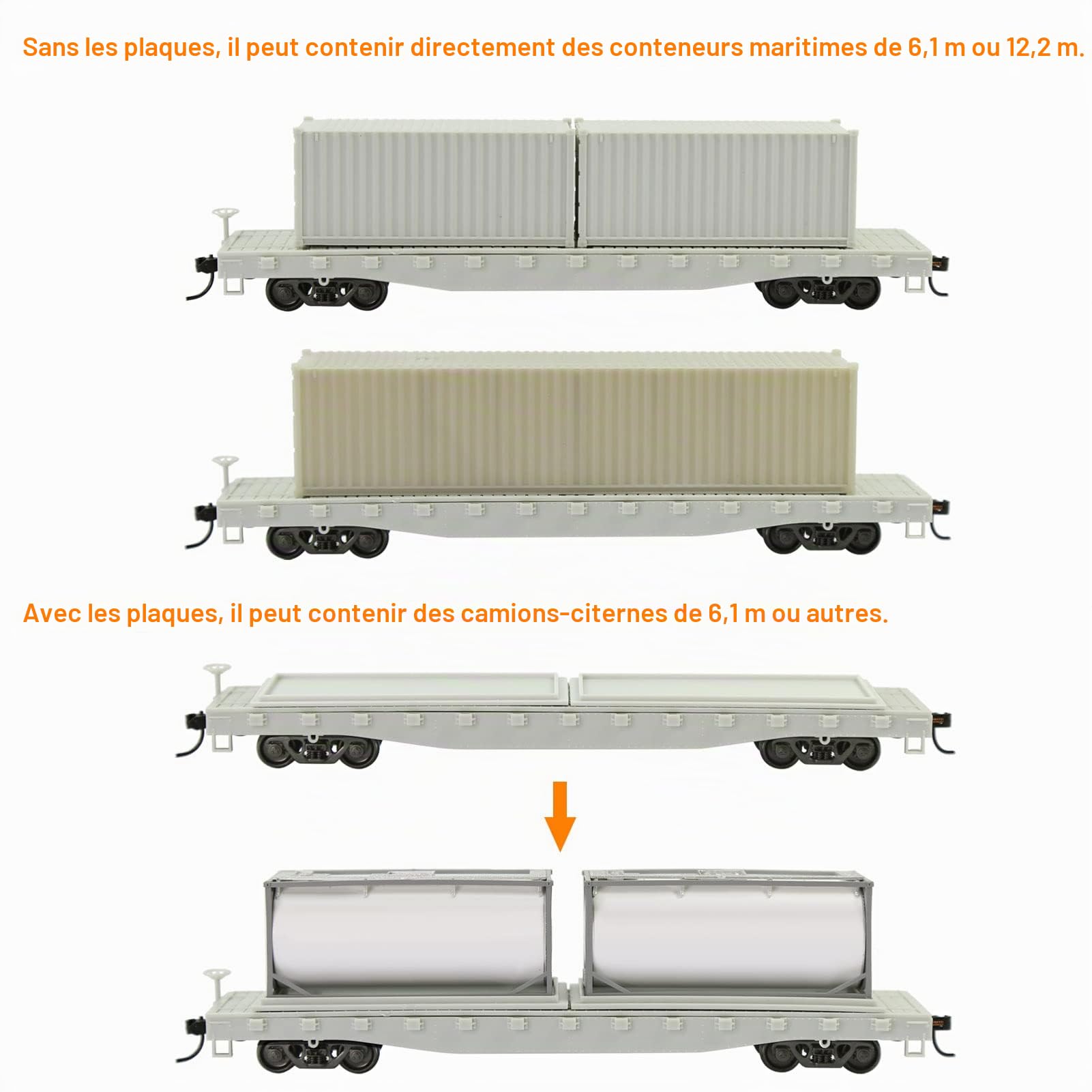 Evemodel 1pc Échelle Ho 1: 87 Blanc Non Assemblé Voiture Plate Modèle Chemin De Fer Wagon C8741JJ