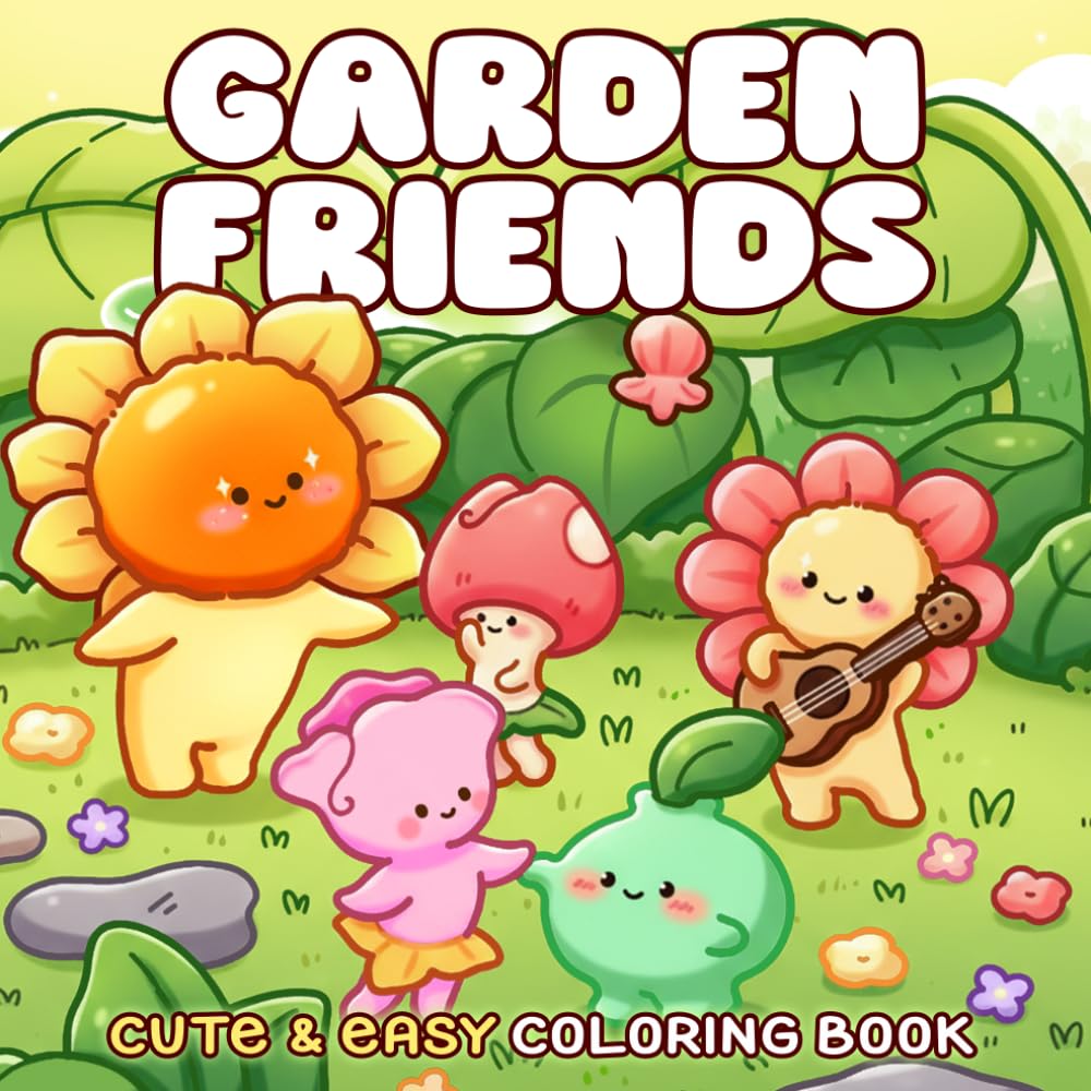 Garden Friends Coloring Book: A Charming Coloring Page for Adults & Teens Featuring Cozy Nooks with Plants, Flowers and Cute Animals for Stress Relief