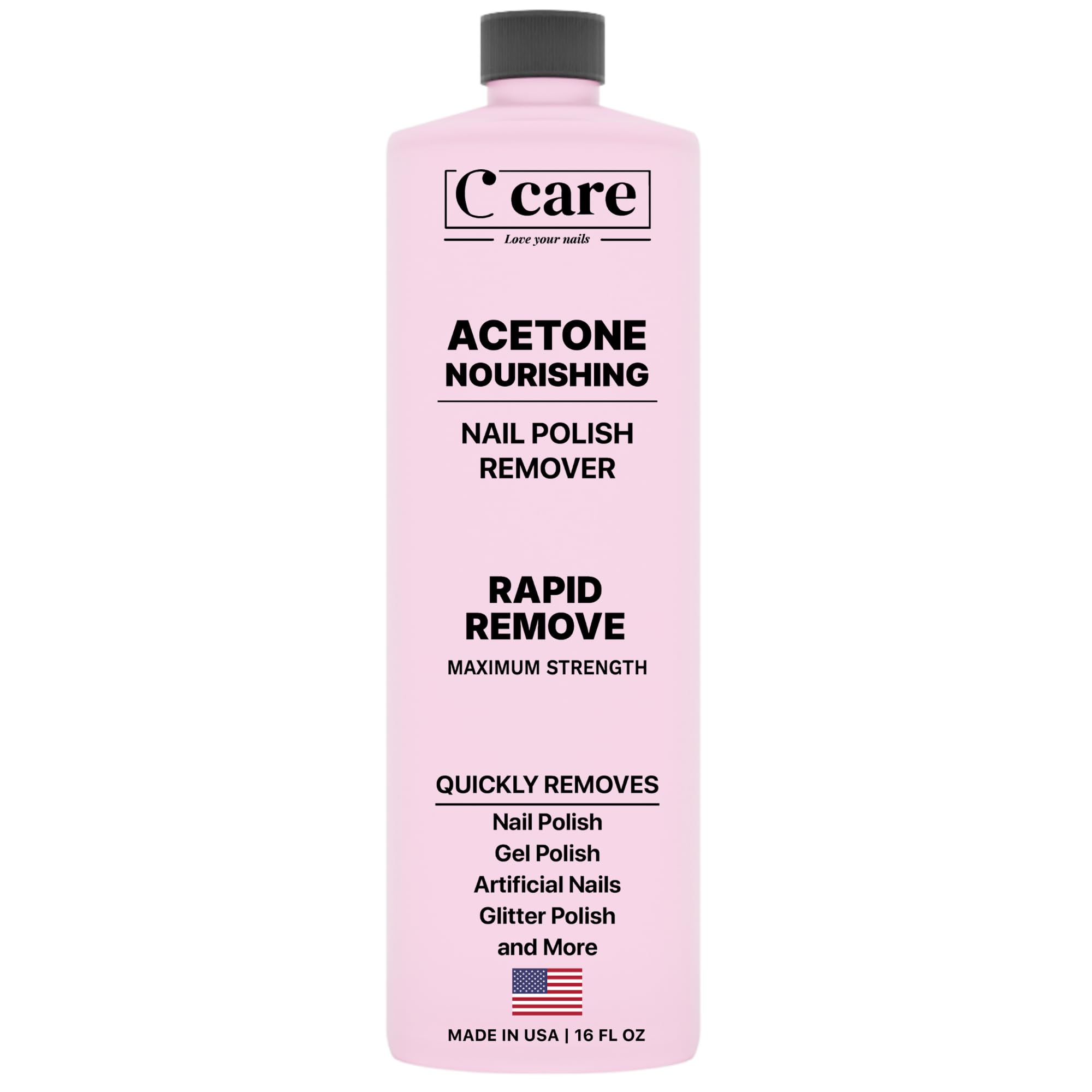 Nourishing Acetone Nail Polish Remover | Professional Quality | Rapidly Removes Natural, Natural, Gel, Acrylic, and Glitter Nails | 16 Fl oz
