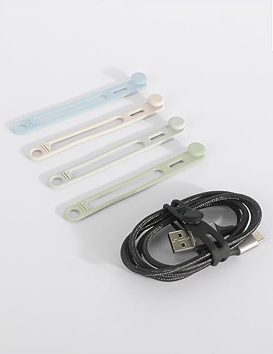 Miniatura 5 de Kanemc - Paquete de 20 bridas para cables reutilizables de silicona, organizadores de cables eléctricos para empaquetar auriculares, cargador de