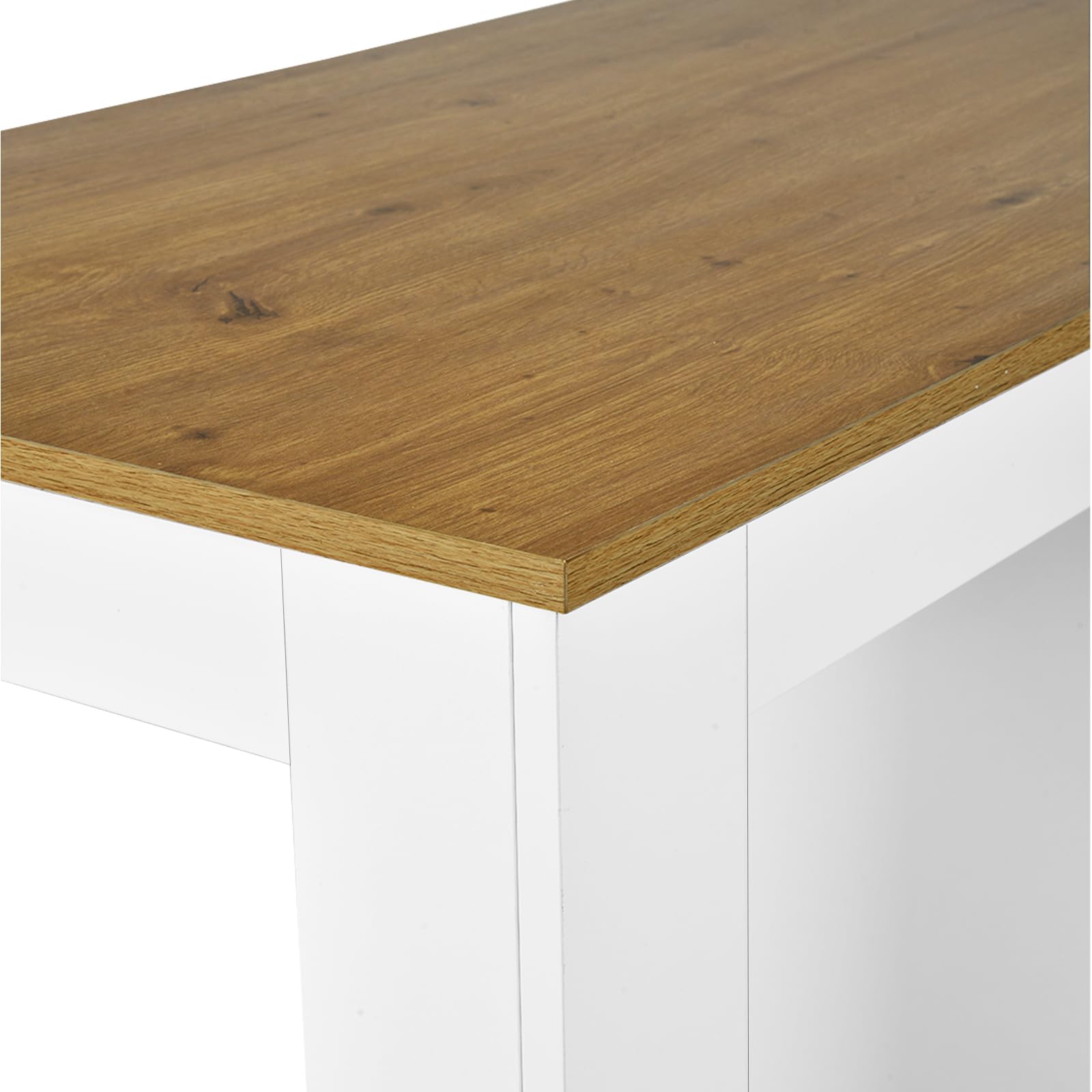 buybyroom Bartisch mit Stauraum Bartisch Küche, Stehtisch Bartheke für Bar Küche Wohnzimmer Esszimmer, 112×57×106cm, Weiß + Dunkle Eiche