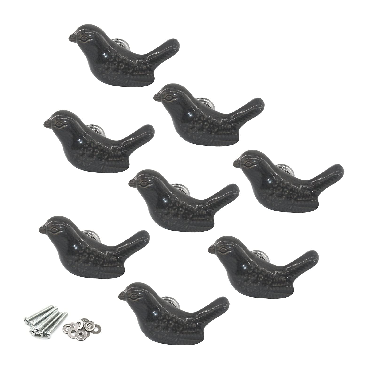 Zerniple Grey Ceramic Handle Pull Door knobs Cabinet Handles for Children's Room (8 Pieces)