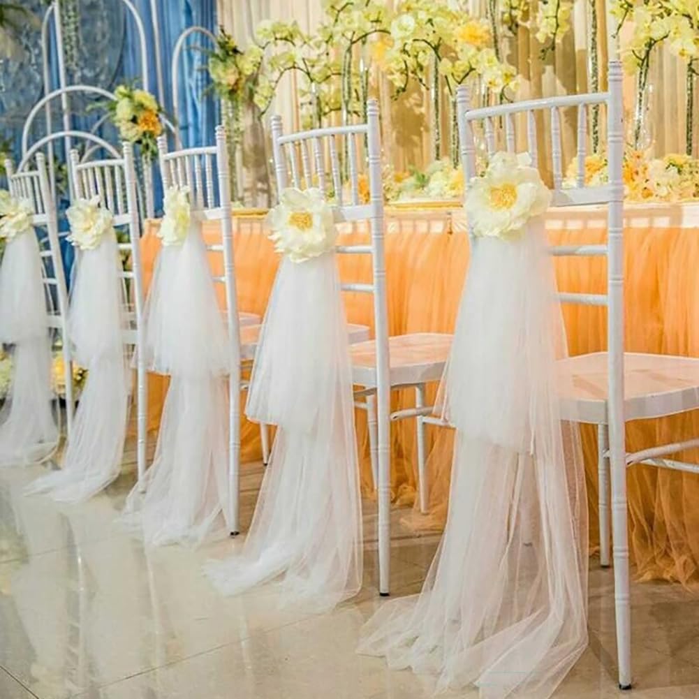 Tüllstoff Tüll Meterware 180M×160cm Durchsichtig Zart Tüllband Dekostoff Tüll Stoffe Netzstoff Hochzeit Vorhang Hochzeitsbogen Freihanddeko Zeremonie Party Deko Kleid Crafts GeschenkReines Weiß
