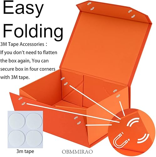 Miniatura 4 de 10 cajas de regalo pequeñas naranjas de 9.5 x 7 x 4 pulgadas, caja de regalo magnética con tapa, cajas de regalo al por mayor para regalos de dama
