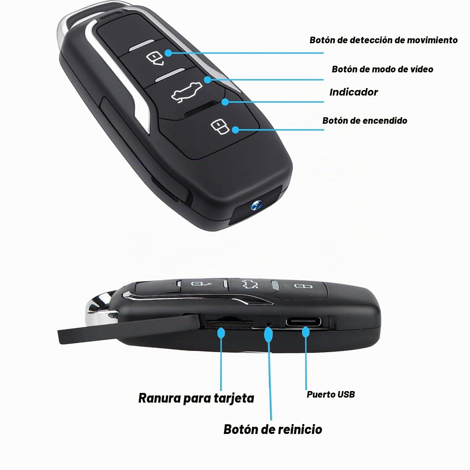 SHMIZZ Mini Cámara Espía Oculta 1080P HD, Cámara de Vigilancia Llave de Coche con Detección de Movimiento, Visión Nocturna y Batería Recargable de 300mAh