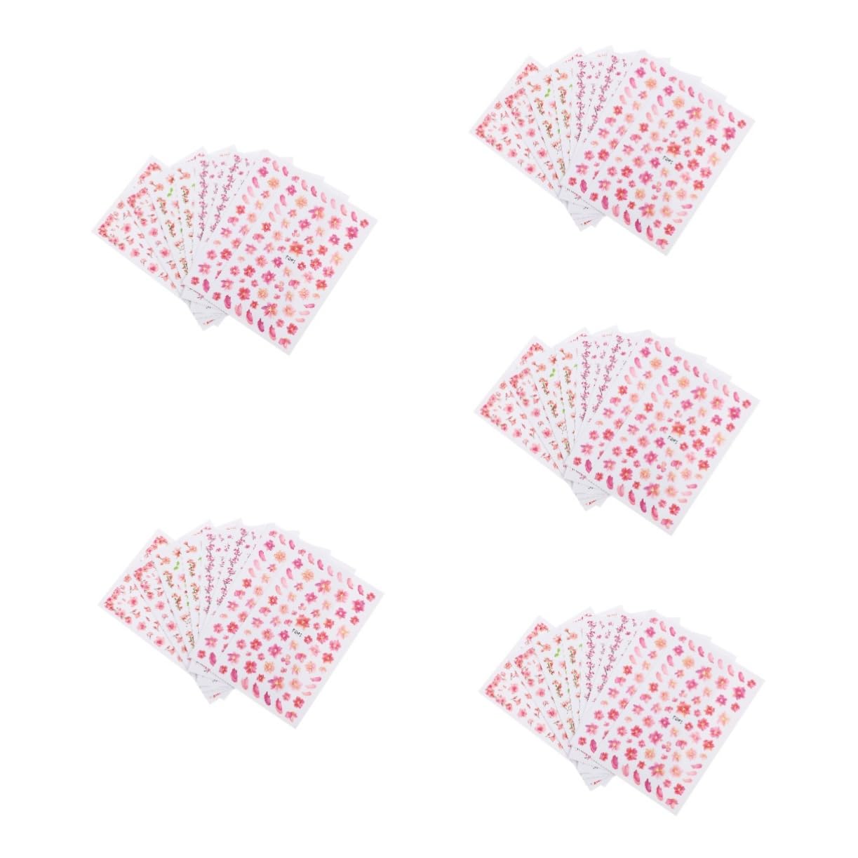 Healvian 5 Set Di Adesivi Per Unghie A Forma Di Fiore Di Ciliegio Decalcomanie in Rilievo Per Nail Art Facili Da Applicare Per Manicure A Casa 8 Fogli X 5