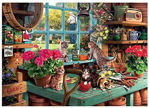 Sweet Home Gatos y GARDENNING, 14ct de punto de bordado de punto de cruz de Kits, 400 x 286stitch, 82 x 63 cm egipcio algodón de punto de Kits de punto de cruz, diseño de paisaje