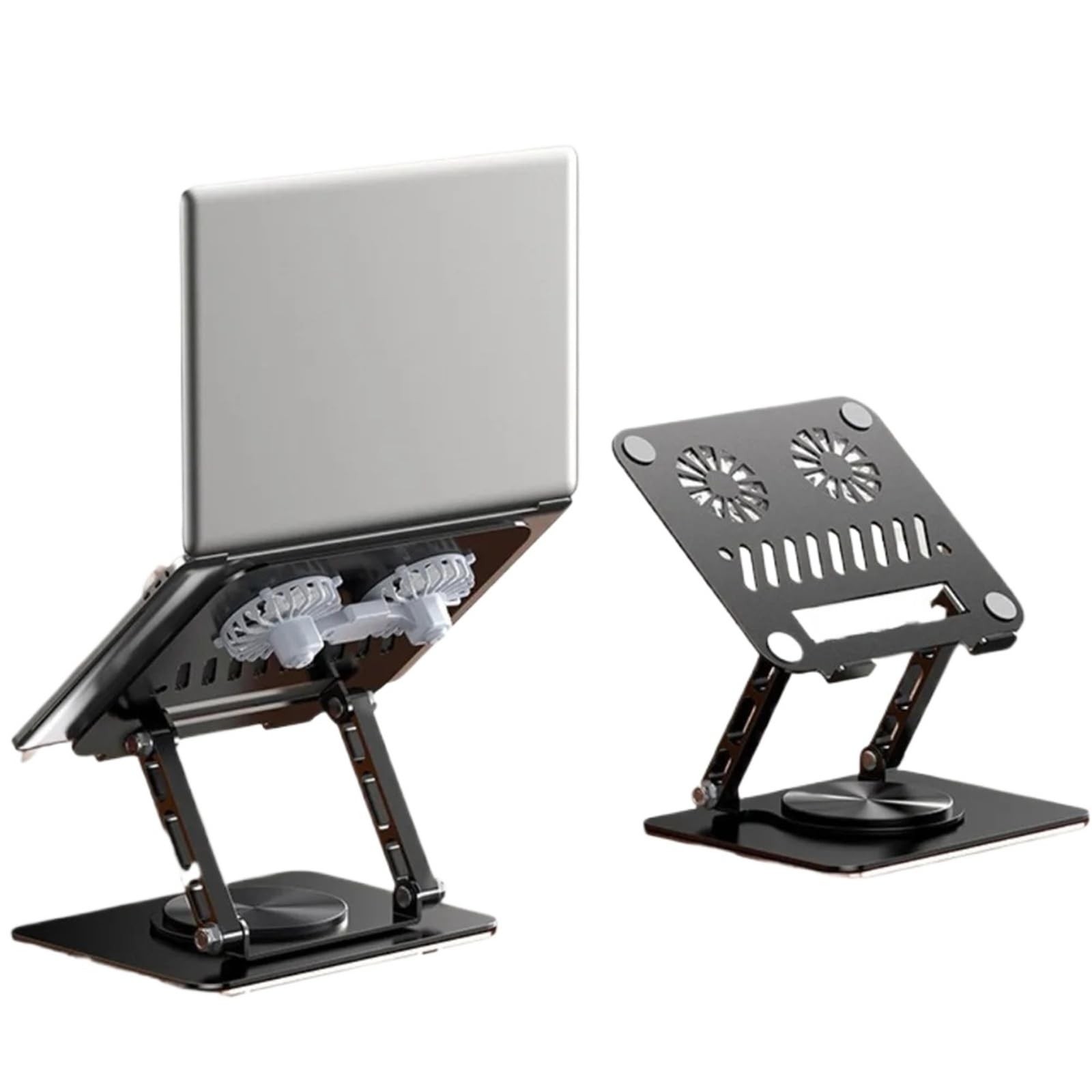 Genérico Compatible con portátil, Soporte de Ventilador de refrigeración Giratorio de 360°, Base de disipación de Calor portátil Plegable Ajustable(Black)