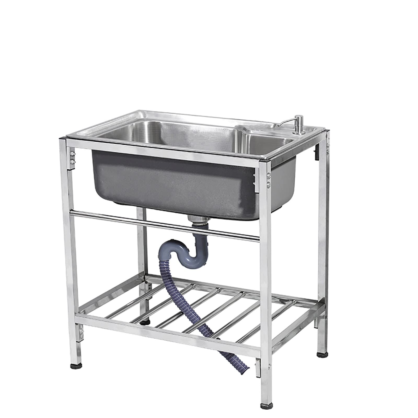 HCZKIUJY Freestanding Catering Commercial Sink,Single Bowl Unit Freestanding Utility Sink,Outdoor Utility Sinks,with Faucet,for Kitchen Bathroom Restaurant Farmhouse Laundry (No Faucet-Package A)