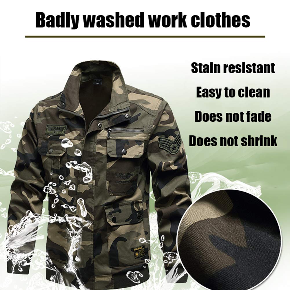 Camice da Lavoro, Giacca da Saldatore, Cotone Camuffare Molteplici Tasche Adatto per Fabbriche, Logistica, Edilizia, Saldatori, Riparazioni Auto, ECC.,L