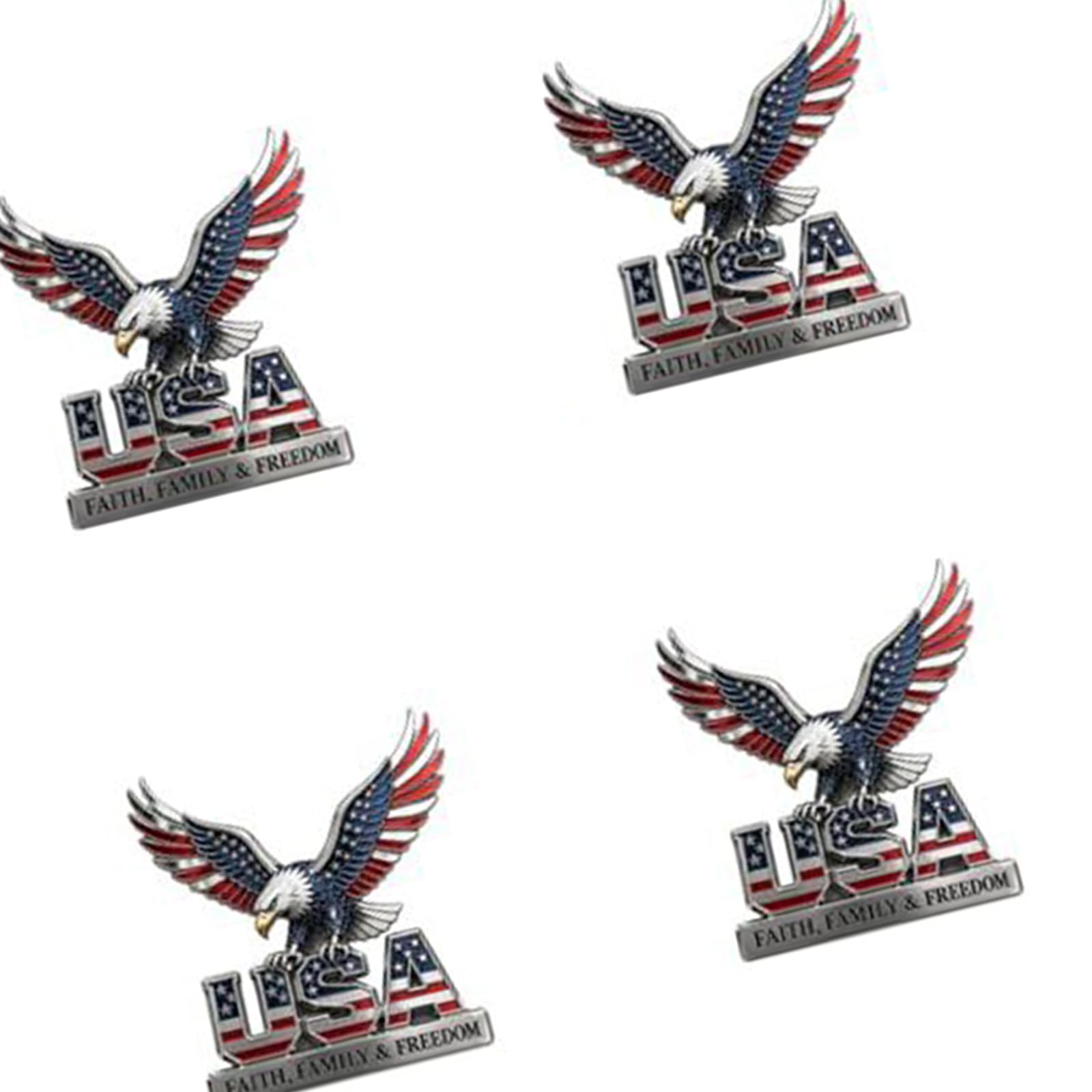 carotoe Patriotic Metal Badge for Vehicle Decor, Raised Red White and Blue Detail, 3.54 in Metal Accent for Display Areas and Apparel