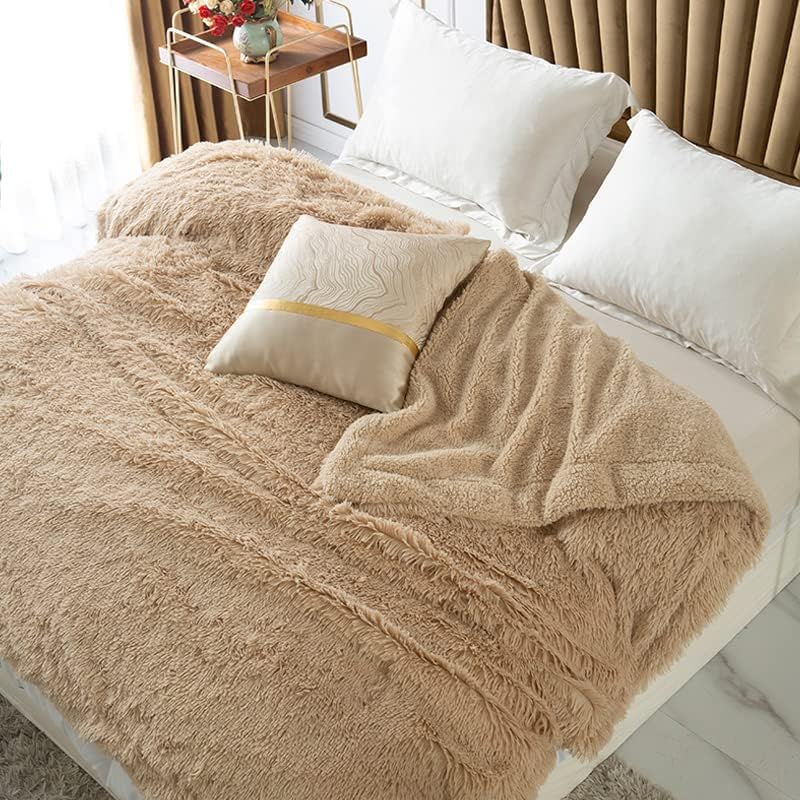 Miniatura 7 de AB - Manta larga de felpa sintética de doble capa gruesa súper suave y cómoda, manta de piel de lana de cachemira, manta decorativa ligera y
