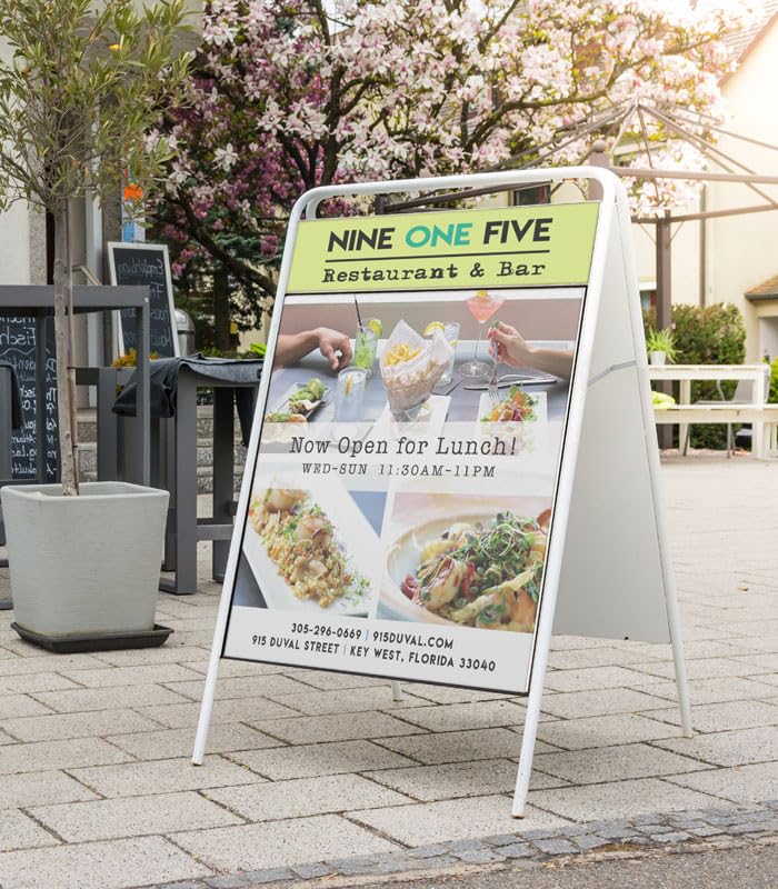 Caballete Publicitario Exterior de Aluminio, Caballete Expositor de Doble Cara (500x700mm, Blanco)