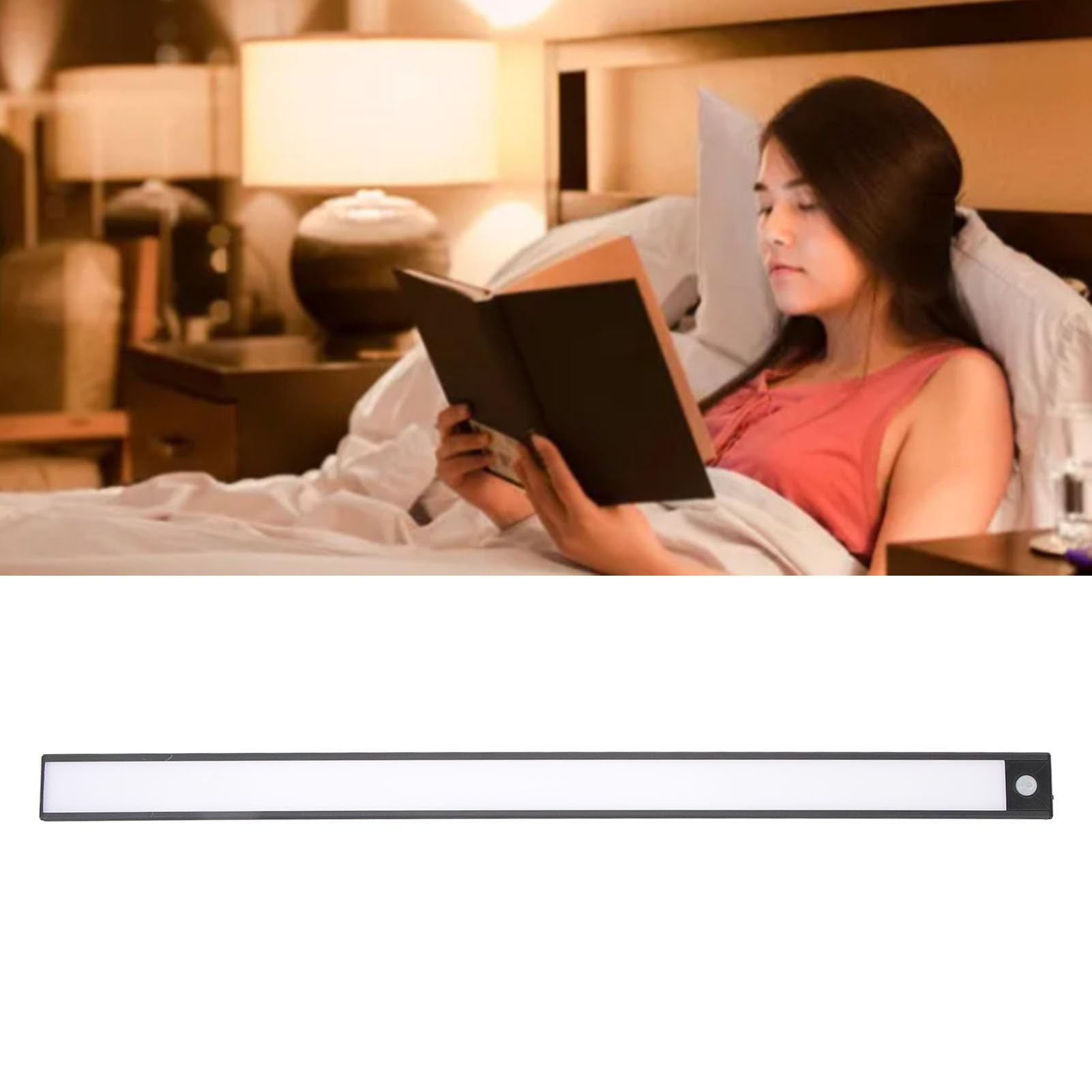 Barra Luminosa con Sensore di Movimento Ricaricabile da 23,6", Luce Magnetica per Armadio a LED da 1500 MAh con Accensione/spegnimento Automatico, Illuminazione da Sottopensile