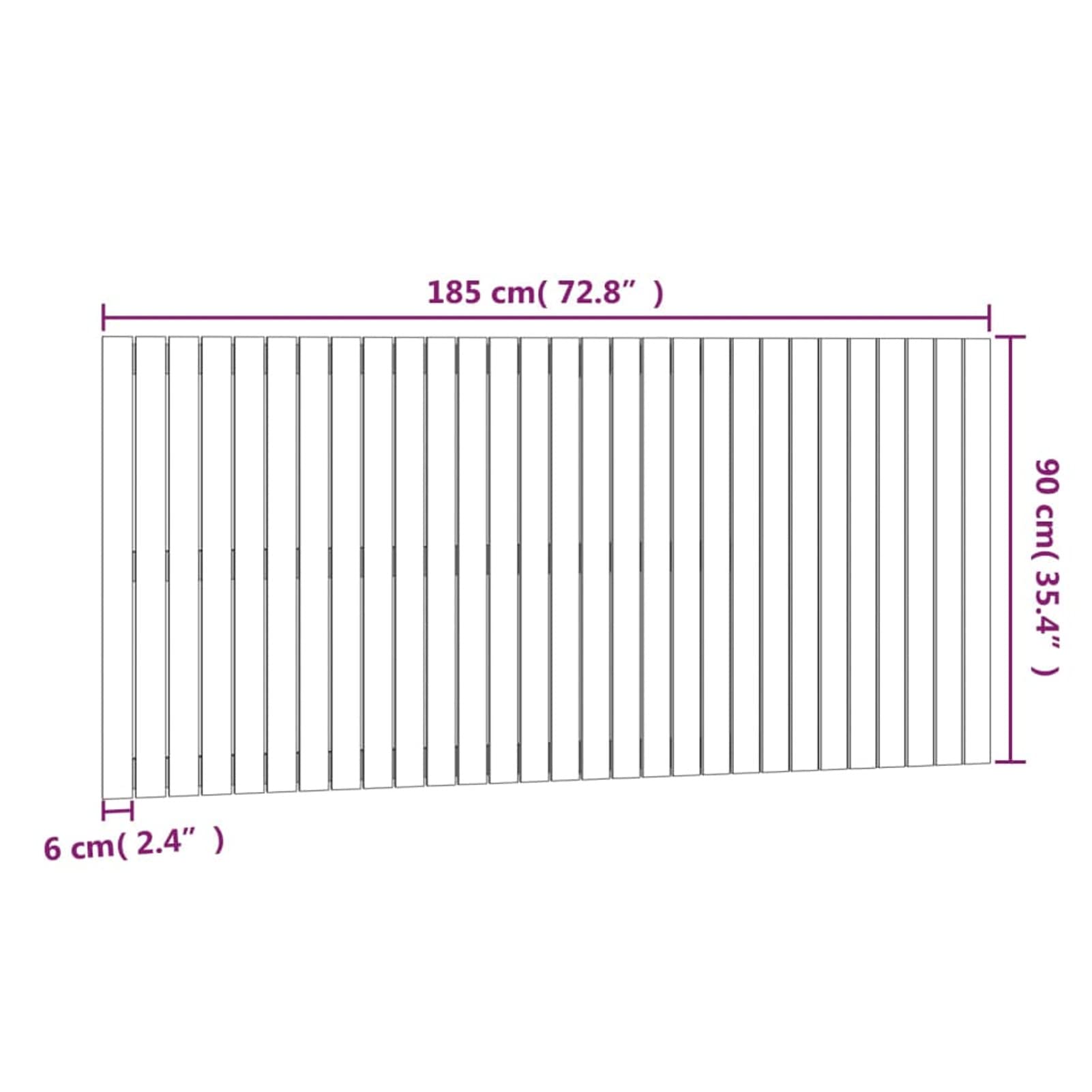 824913 Testiera da Parete 185x3x90 cm in Legno Massello di Pino Testata in Legno,Testata Letto Matrimoniale Muebles Dormitorio Spalliera Letto Testiere per Letto Matrimoniale