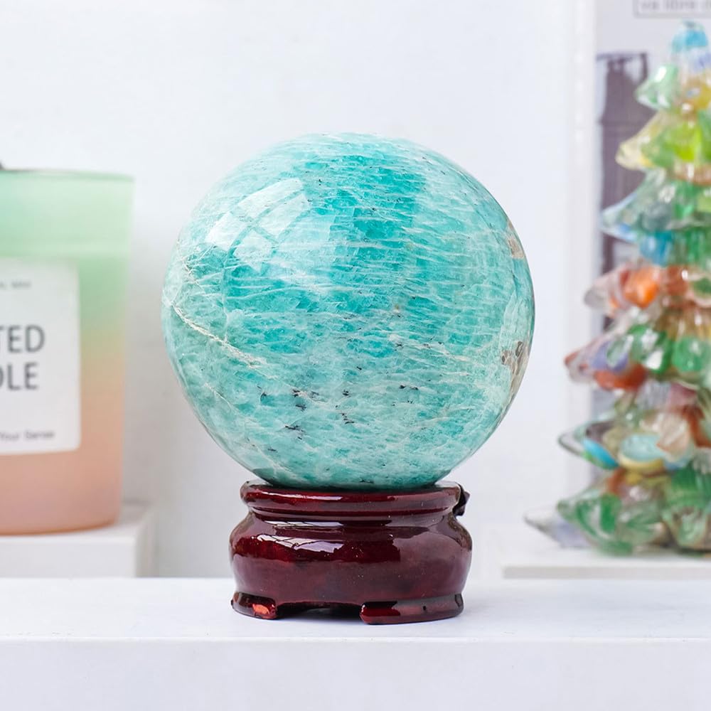 Boule d'amazonite de 7,8 cm pour votre décoration d'intérieur