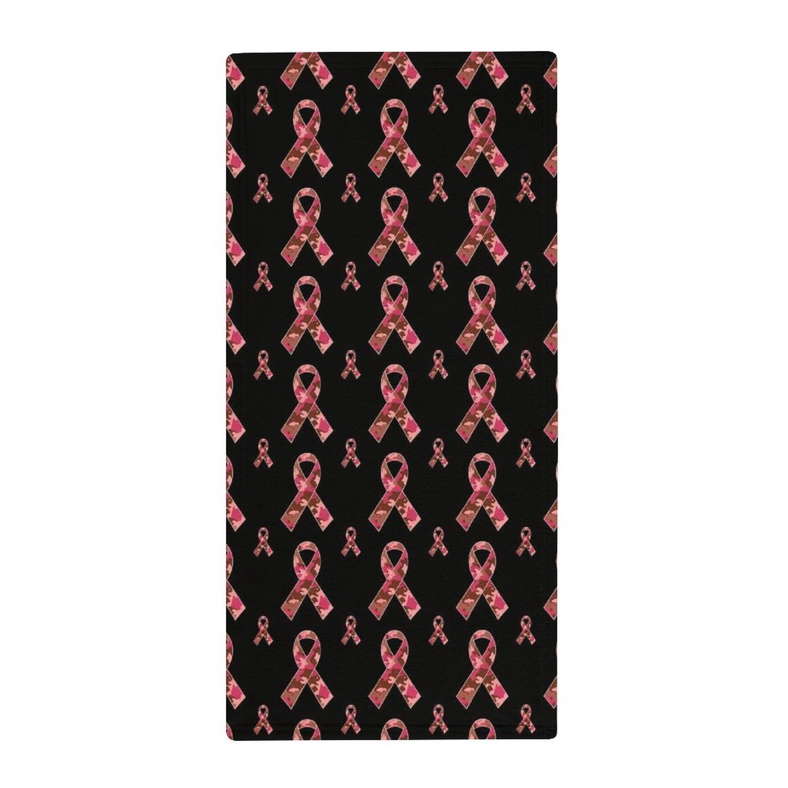 Anceky Lightweight Travel Towels, Pink Ribbon Breast Cancer Awareness Absorbent Fingertip Towels for Camping, Yoga & Gym Essentials