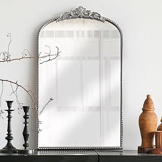 12 Silver Bathroom Decor Ideas with Elegant Modern Touch 41 Micasso Vintage Arched Silver Mirror: 31