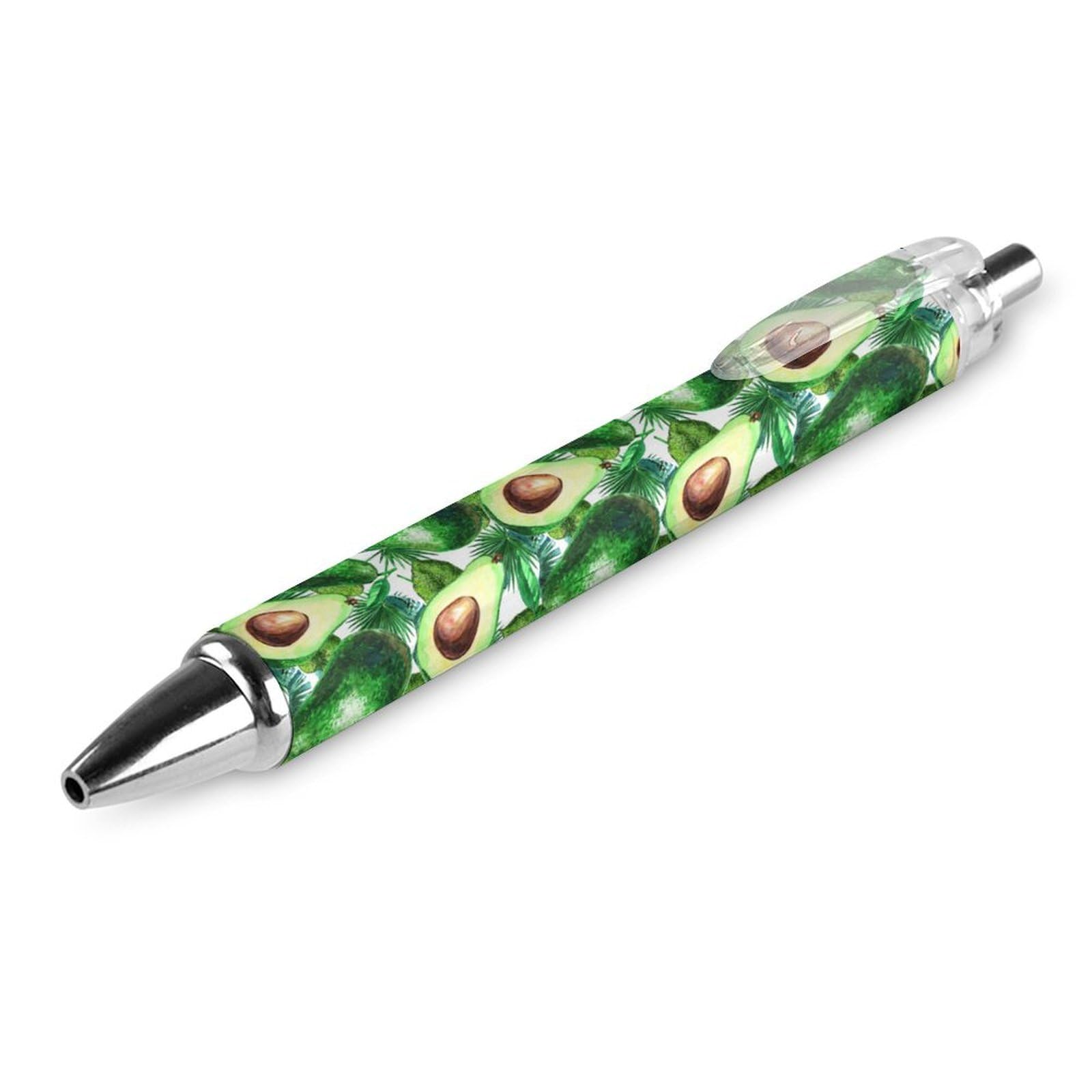 Niapessel Black Pens Ballpoint Pen Ball Point Pen Smooth Writing Gel Pens Retractable 0.5 Fine Point for School Office Exotic Green Avocado Pattern 1 PCS