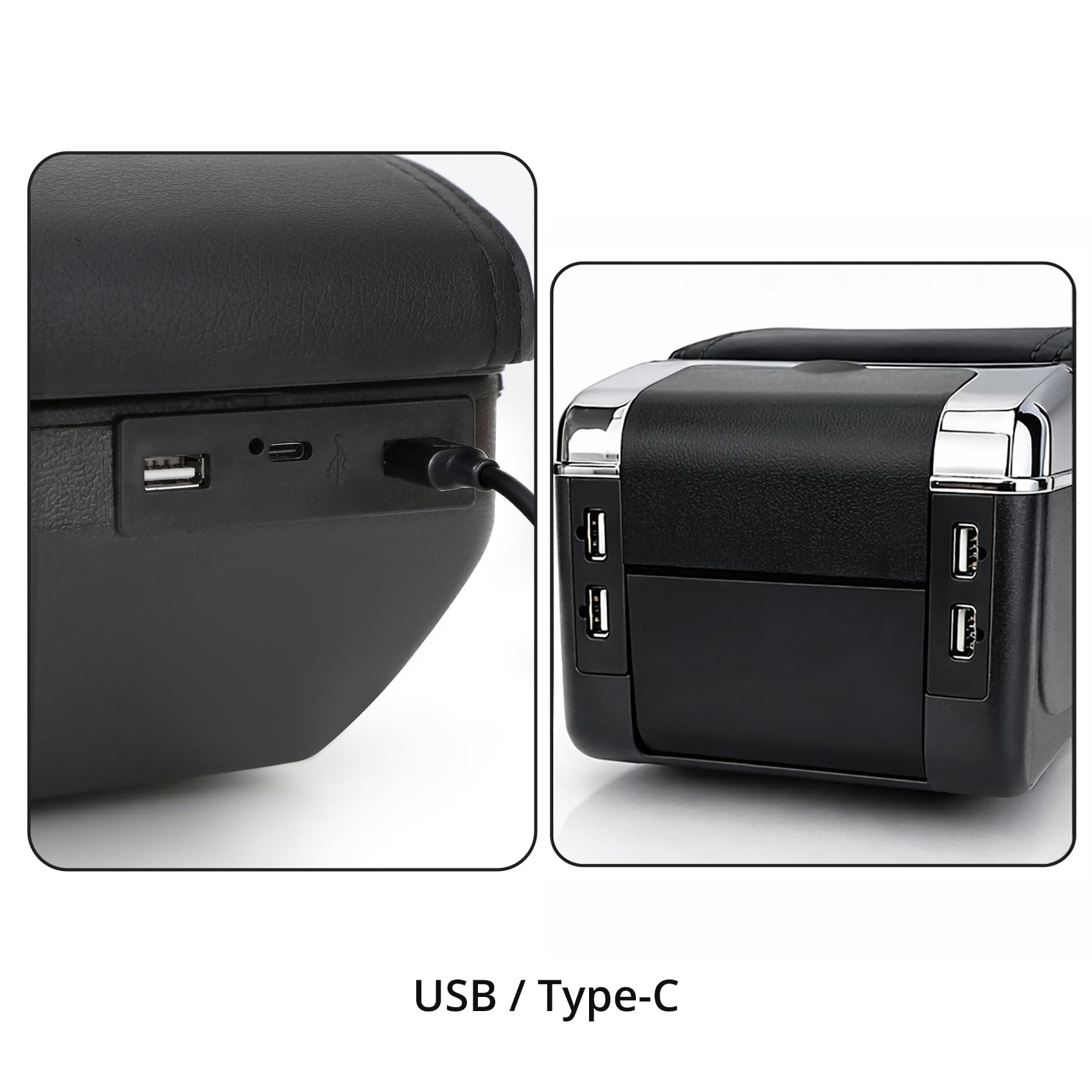 YJYWZH für VW Up 2009-2020 Armlehnen Mittelarmlehne mit Große Ablagefach und USB-Anschluss Autozubehör Konsole Armauflage Rot Stiche