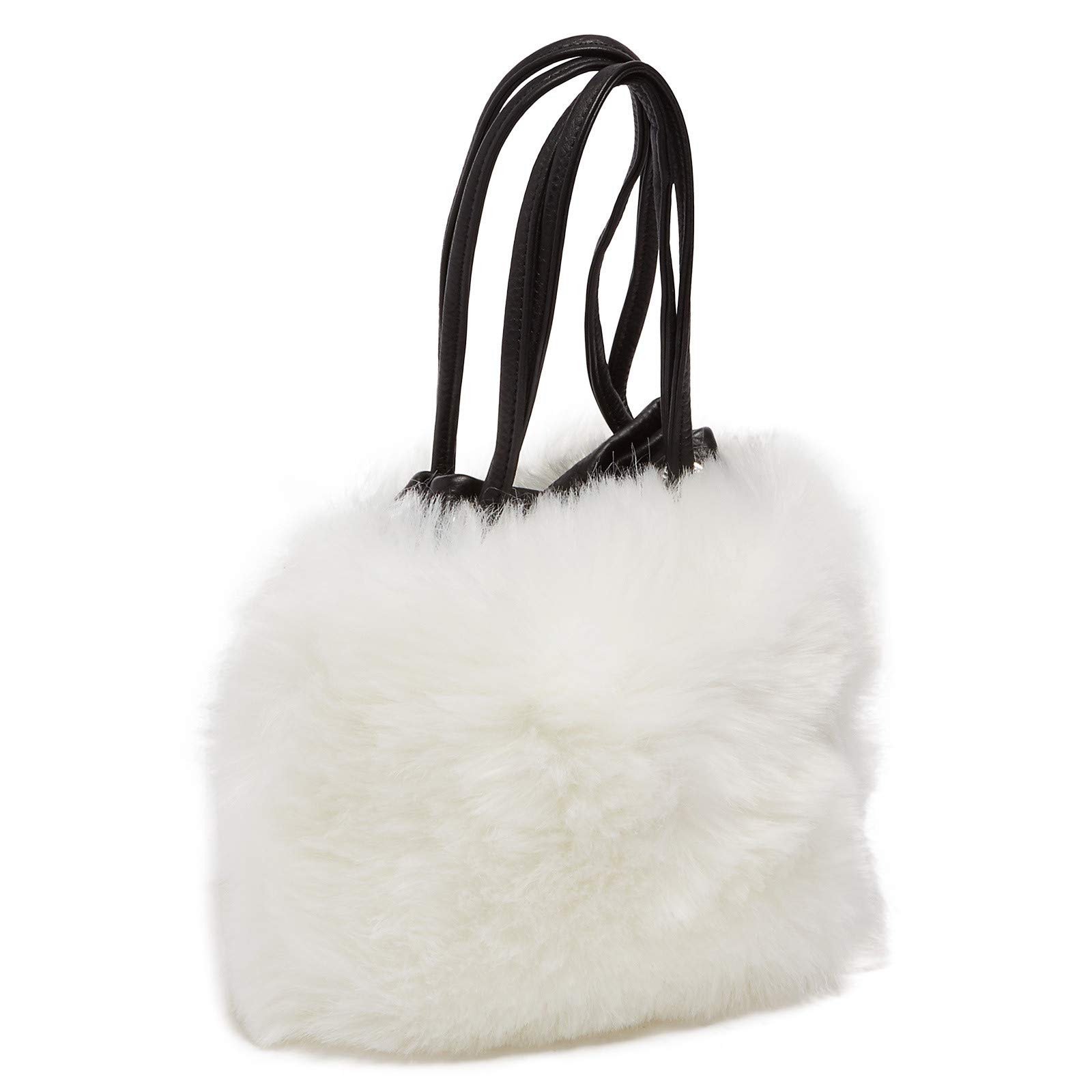 Tosca BluWhite Small Faux Fur Bucket Bag for womens