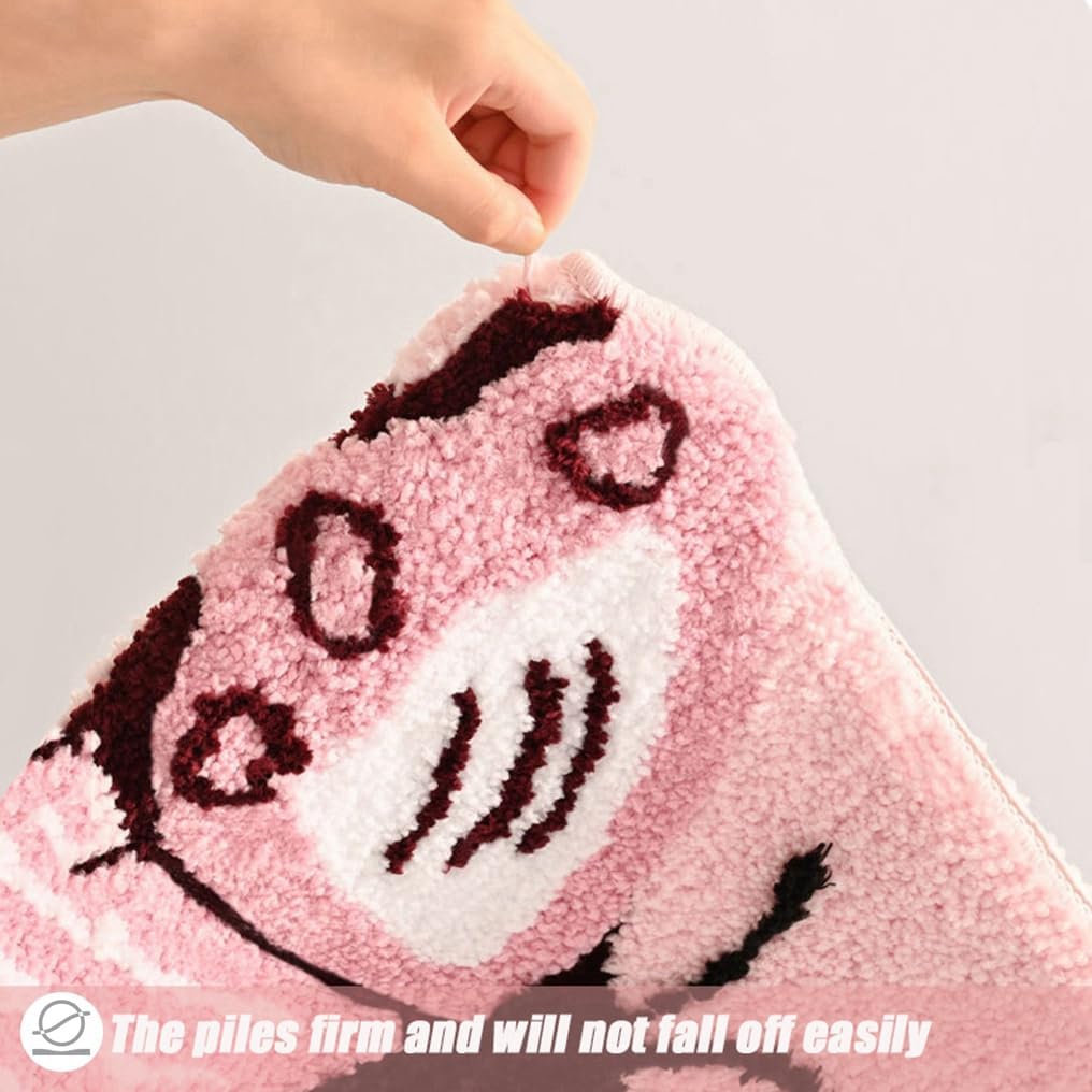 Cute Butterfly Bathroom Rugs Girls Funny Bath Mat Non Slip Washable Shaggy Bedroom Runner Rug Floor Bathmats Door Mats Absorbent Soft Microfiber Carpet for Shower, Bathtub (16" X 24", Pink)