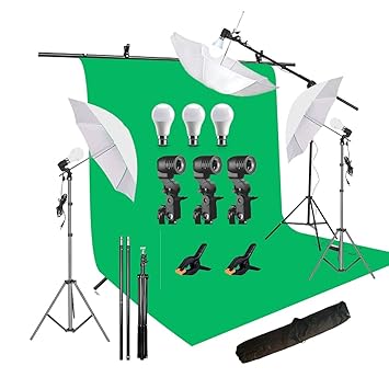 HIFFIN White|Black|Green Screen Backdrop 6x10 ft with 9 ft Stand - 6x9 ft Photography Backdrop with 2 Pcs Spring Clamps, 1PCs Carry Bag (T Shape Kit C2 C3 W|B|G & Single Holder Kit M3)