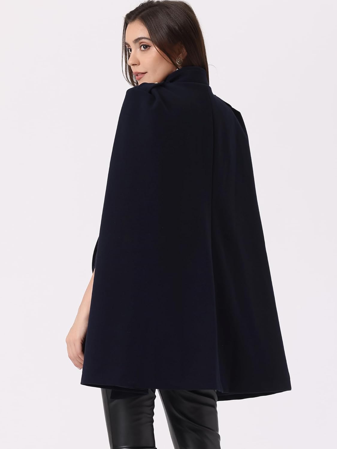 Allegra K Cape Coats for Women's Winter Vintage Slit Sleeve Double Breasted Cloak Coat - Image 2