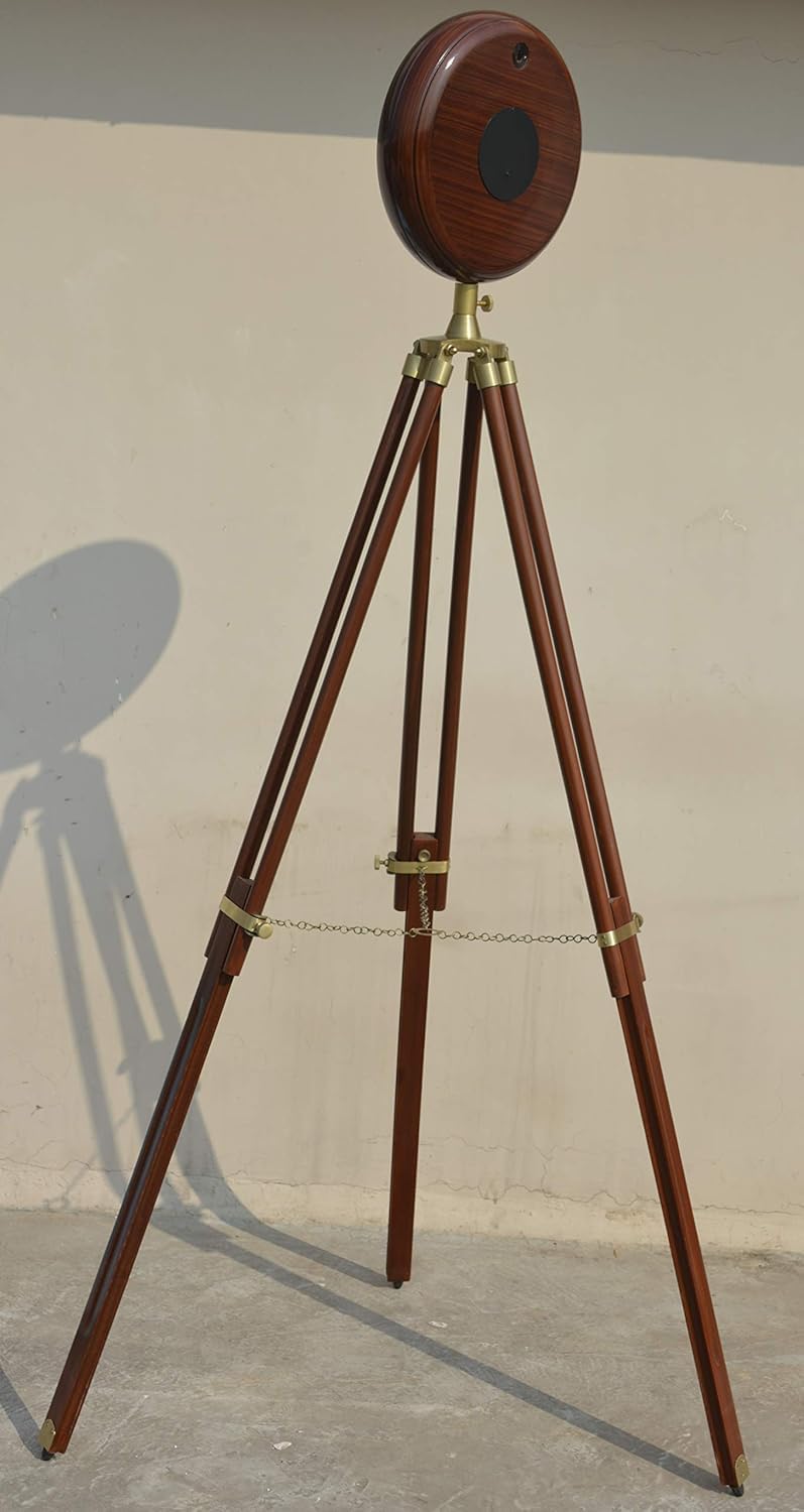 Wood Glass Aluminum Grandfather Nautical Clock with Adjustable Tripod Stand Mantel Clock Floor Standing Clock Roman Numbers (70 inch, Brown & Antique)