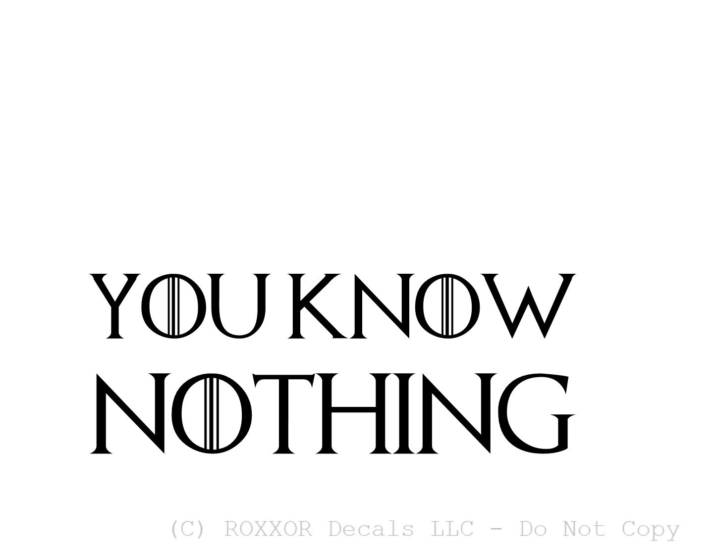 ROXXOR Decals You Know Nothing - Funny! - Precision-Cut Vinyl Decal/Sticker (not Printed) (Black)