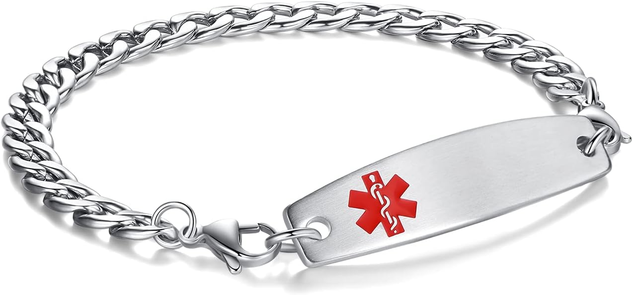 LinnaLove Interchangeable medical alert bracelets for men women Stainless steel Customizable id bracelets